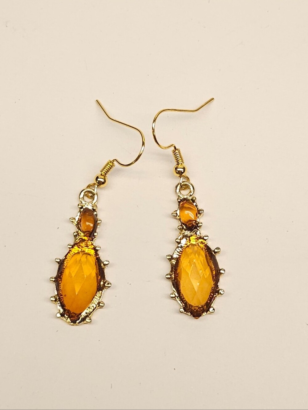 Gold-Tone Amber Crystal Drop Earrings